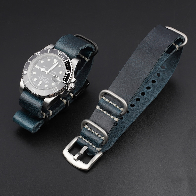 Leather zulu nato watch strap 20mm 22mm 24mm Crazy Horse Etsy