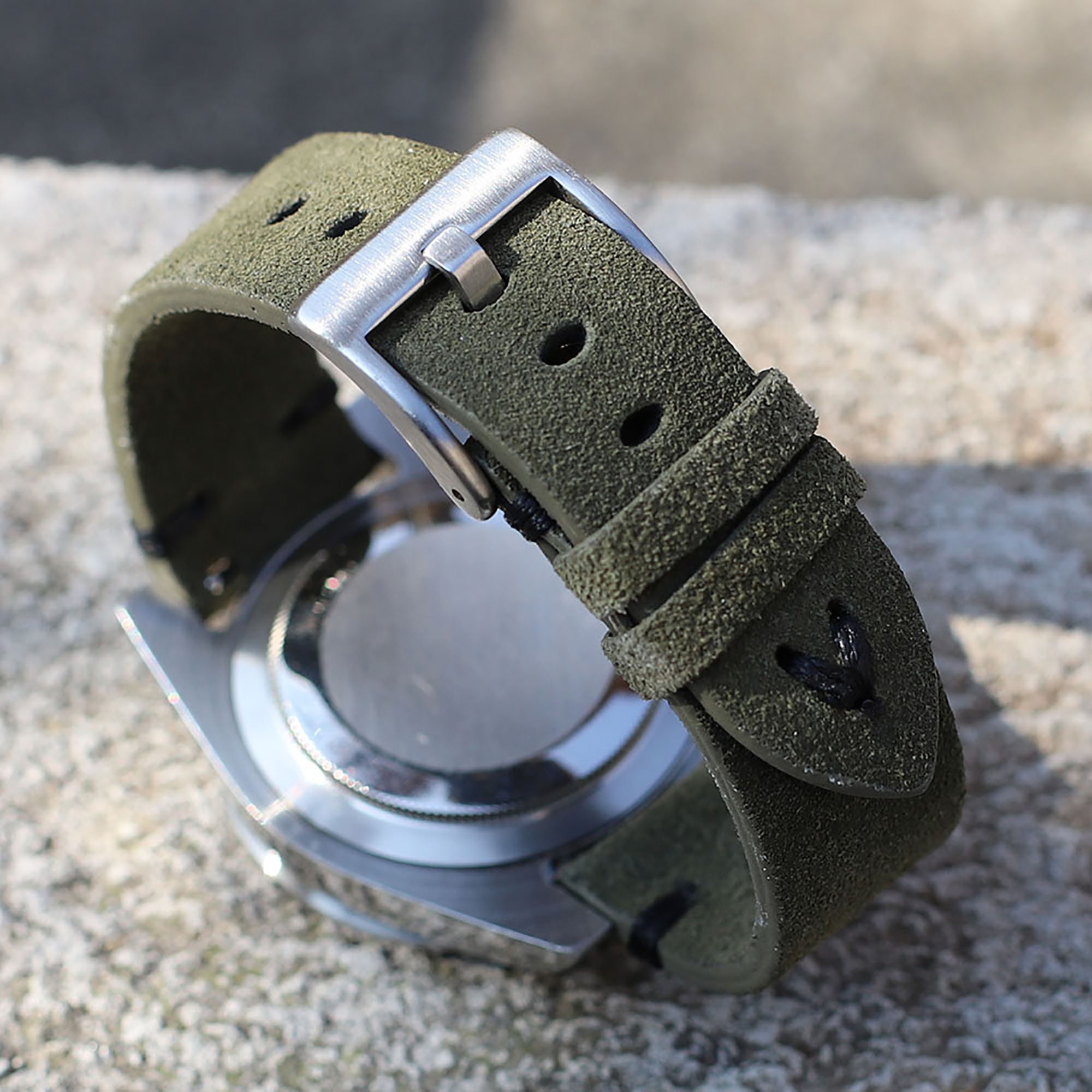 Vintage Wildleder Armband Für Uhren - Handgefertigt In Grau & Braun