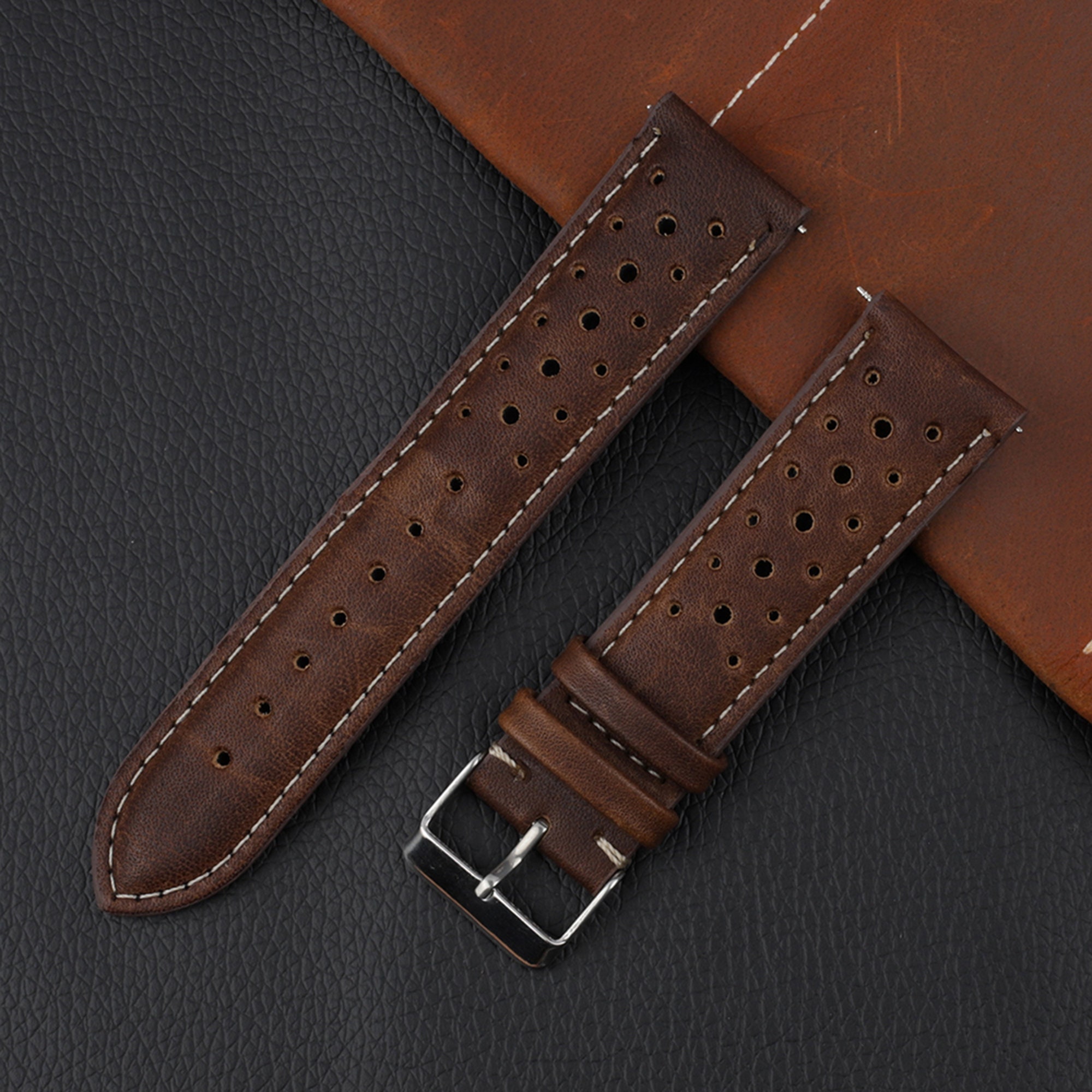 Genuine Leather Watch Strap 18mm 20mm 22mm 24mm Black Green | Etsy