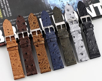 Ostrich Pattern Leather Watch Band 16mm 17mm 18mm 19mm 20mm 21mm 22mm Watch Strap Quick Release Watchband Replacement For Women Mens Watch