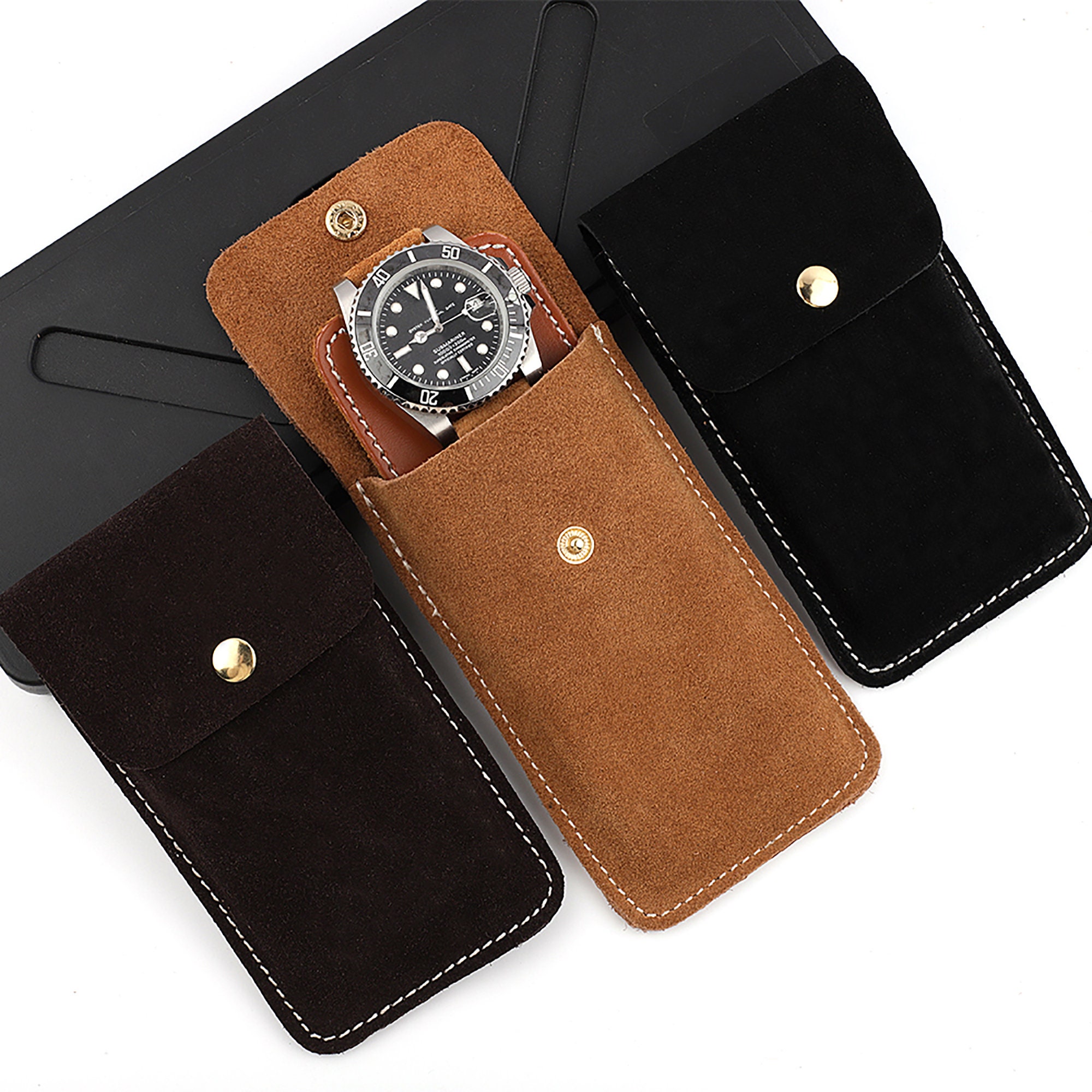 leather watch travel pouch