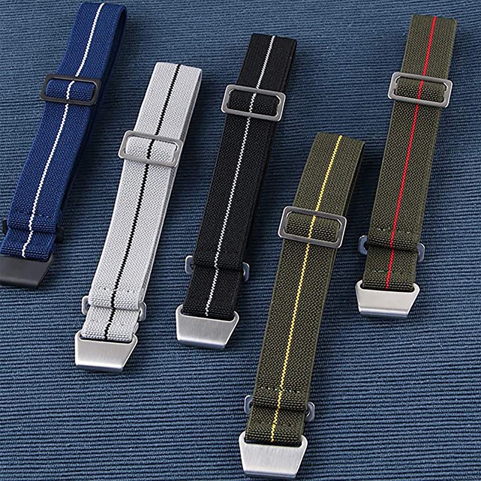 Elastic Nylon Watch Strap Bands 18mm 20mm 22mm Black Green Gray Multi