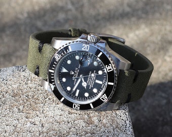 Bracelet de montre en daim 18 mm 20 mm 22 mm 24 mm Bracelet de montre en cuir vert Bracelets de montre à dégagement rapide Bracelet de montre personnalisé de remplacement