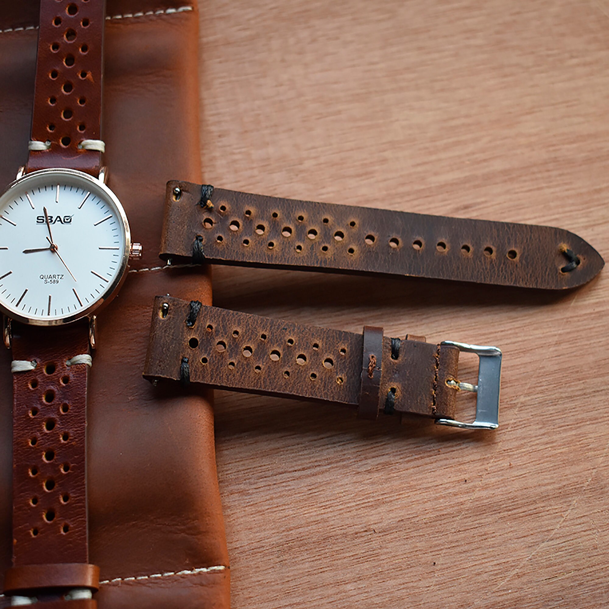 Handmade Vintage Leather Watch Band 18mm 20mm 22mm 24mm Etsy UK