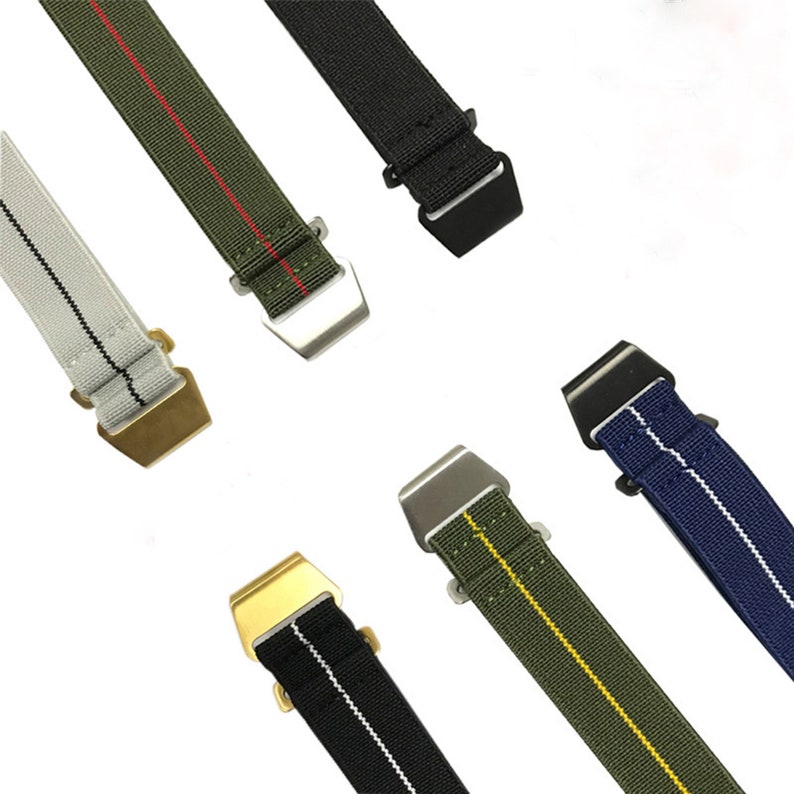 Bracelets de montre en nylon élastique 18 mm 20 mm 22 mm Noir vert gris Bracelets de montre multicolores Bracelets de montre pour hommes Bracelet de montre militaire image 2