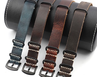 Leather Watch Strap 20mm 22mm 24mm Crazy Horse Leather Watch Band Coffee Blue Red Brown Color Men Watch Bands Silver Black Buckle