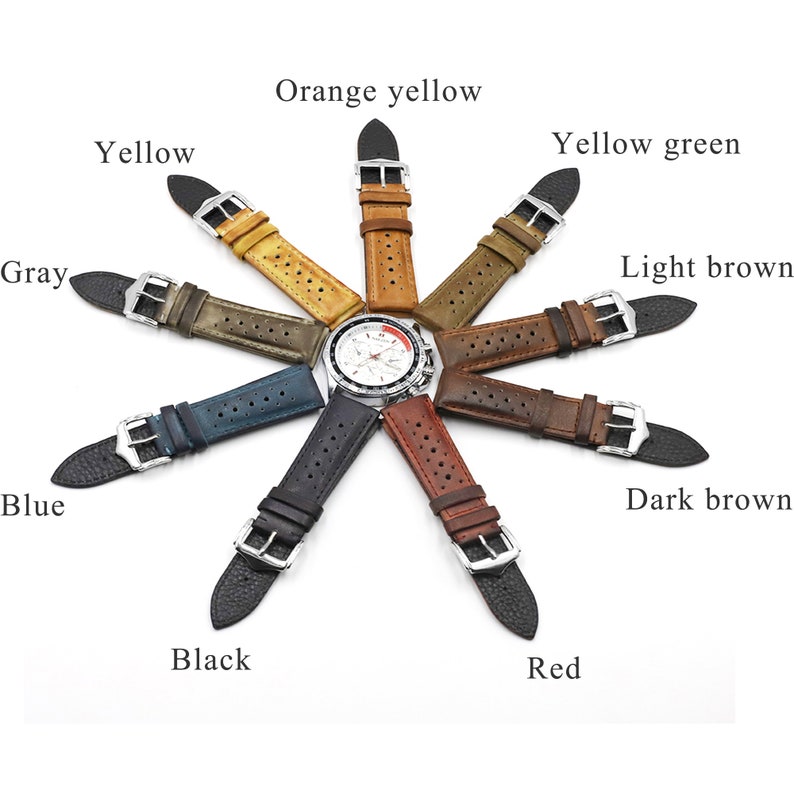 Bracelets de montre vintage faits main en cuir véritable, options de multi couleurs, taille en 20 mm, 22 mm, 24 mm, bracelet de montre pour hommes image 4