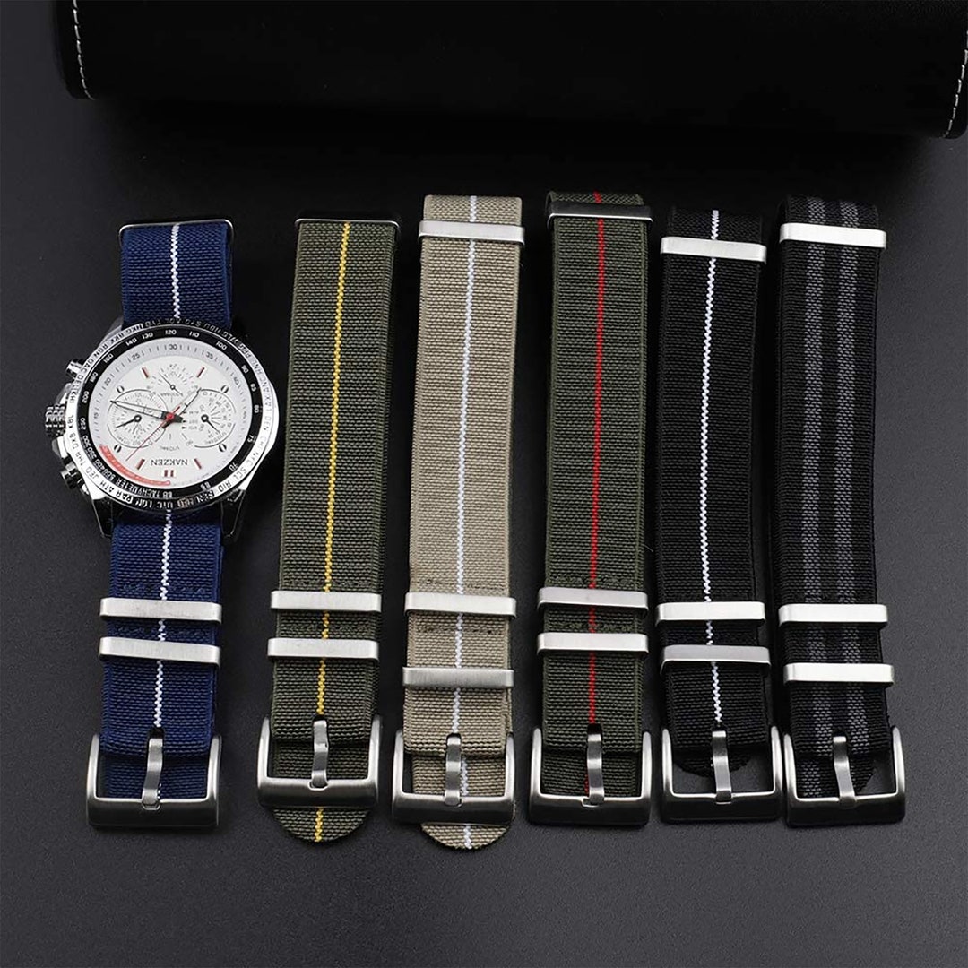 Elastic Nylon Watch Band Black Green Gray Orange Navy Colors Watch