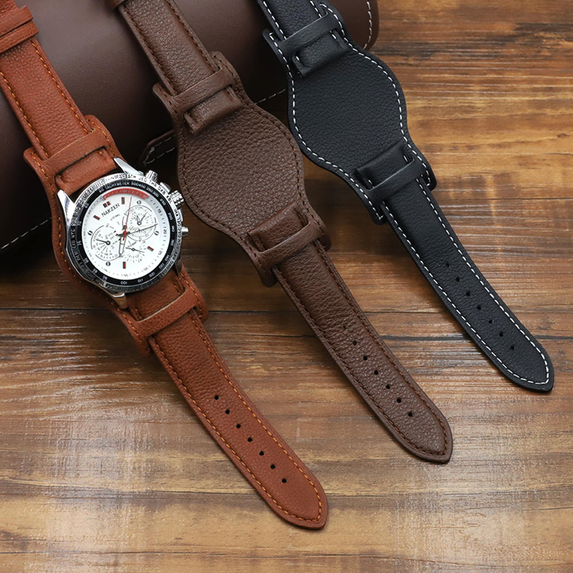Genuine Leather Bund Strap 18mm 20mm 22mm Watch Strap Handmade | Etsy