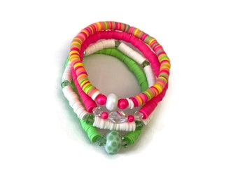 Stackable stretch bracelets, colorful bracelets, stretch bead bracelet