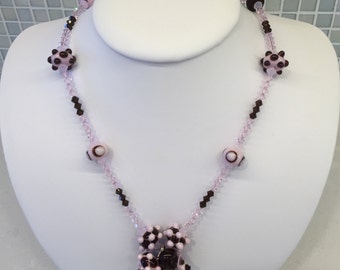 Designer Handmade Lampwork collier en grappes avec cristaux Swarovski