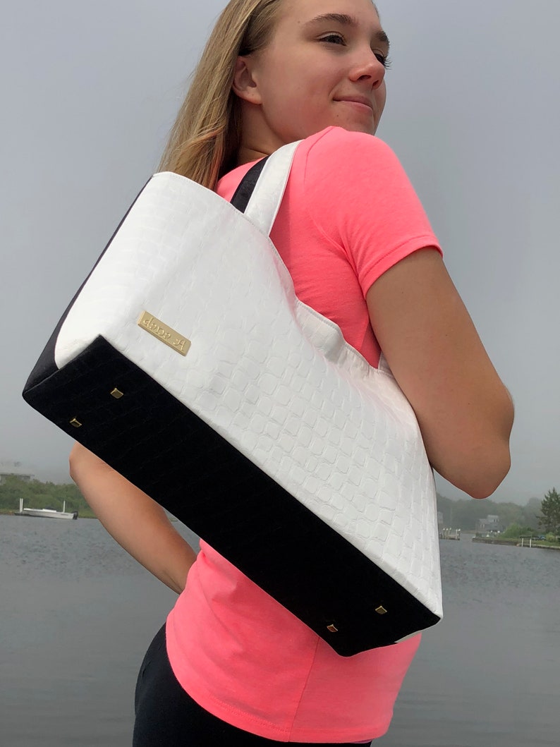 black and white black and white handbag tote small fabric tote bag shoulder bag tote bag Women/'s Fabric Shoulder Handbag fabric purse