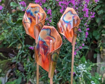 Copper Sculpture Garden Calla lily metal flower, garden decoration (set of 3)