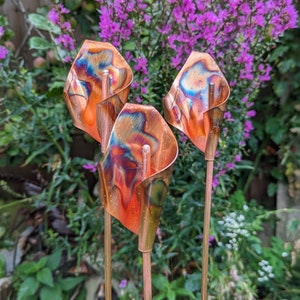 Copper Sculpture Garden Calla lily metal flower, garden decoration (set of 3)