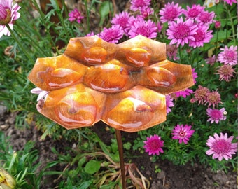 Copper bee bath garden art help garden pollinators