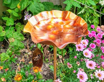 Copper bird bath, bird feeder, bowl sculpture