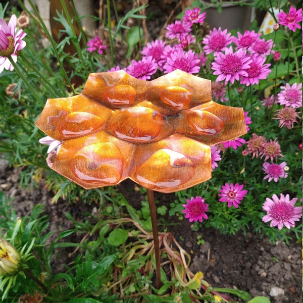 Copper bee bath garden art help garden pollinators