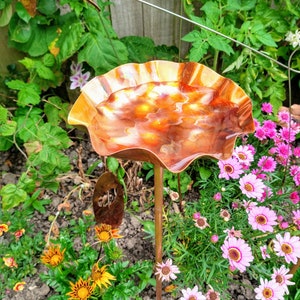 Copper bird bath, bird feeder, bowl sculpture