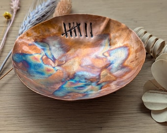 Handmade Flame-Coloured Copper Dish – 7th Wedding Anniversary Gift