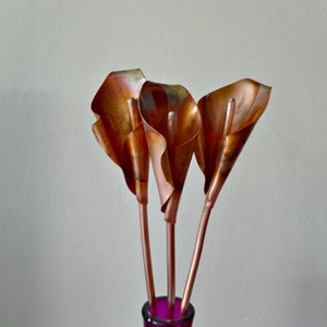 Copper Calla Lilies metal flowers lillies 7th anniversary gift art image 4