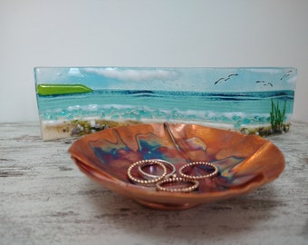 Small handmade copper fold formed bowl