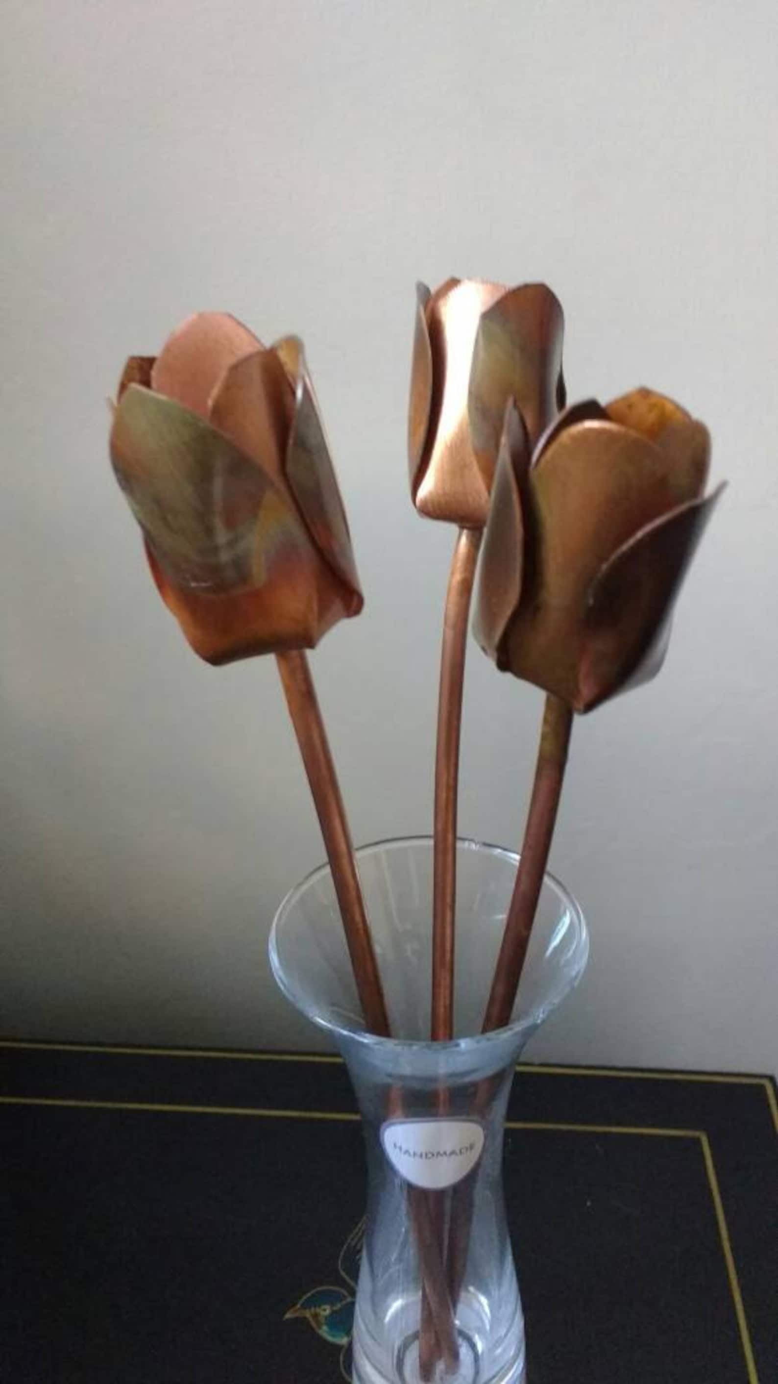Copper Tulips Metal Flowers 7th Anniversary Metal Tulips Etsy UK