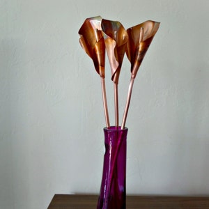 Copper Calla Lilies metal flowers lillies 7th anniversary gift art image 3
