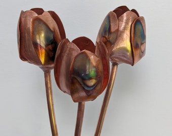 Copper tulips, metal flowers, 7th anniversary, metal tulips, copper wedding decor, fake flowers, tulips, flower, Birthday gift