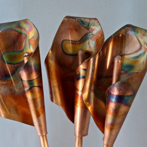 Copper Calla Lilies metal flowers lillies 7th anniversary gift art image 1