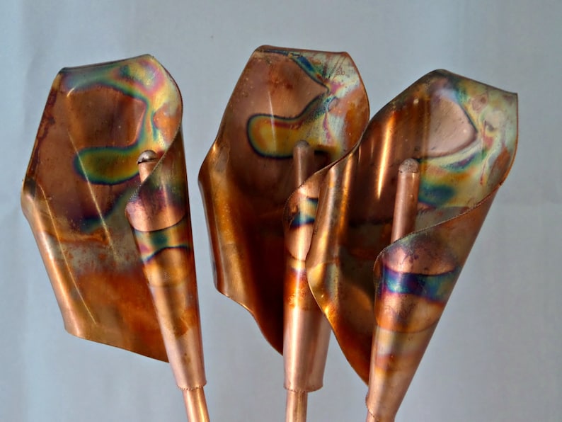 Copper Calla Lilies metal flowers lillies 7th anniversary gift art image 1