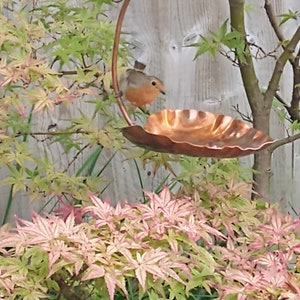 Copper hanging bird feeder