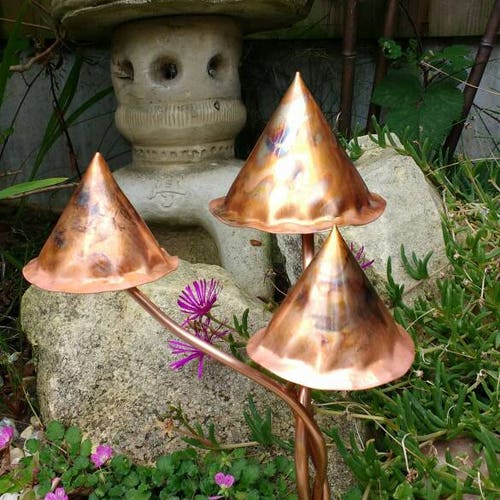 Garden Copper Toadstools Handmade Gift Etsy UK