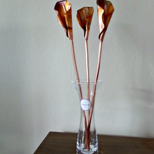 Copper Calla Lilies metal flowers lillies 7th anniversary gift art image 2