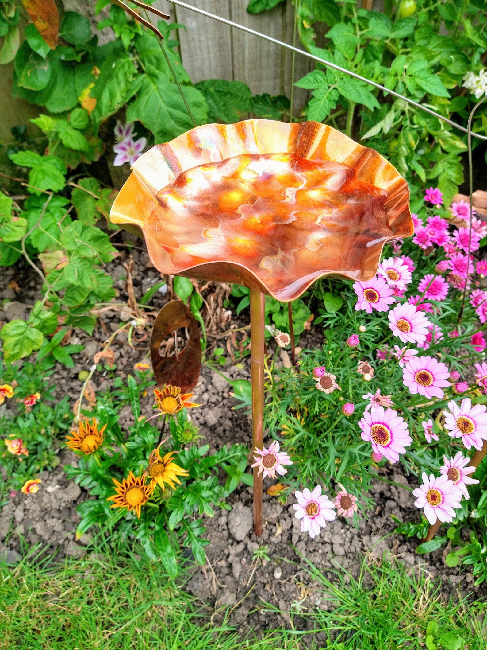 Copper bird bath bird feeder bowl sculpture Etsy