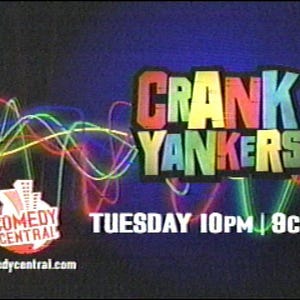 May include: A dark background features the colorful text CRANK YANKERS in a bold font. Behind the text are neon-colored wavy lines. The Comedy Central logo is in the lower left corner with the text TUESDAY 10PM | 9C and comedycentral.com below.