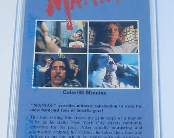 1981 MANIAC Horror Movie Vhs Tape, IGS 8 Graded Near Mint, Media