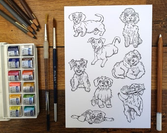 A5 Paint Your Own Dog Watercolour Sheet