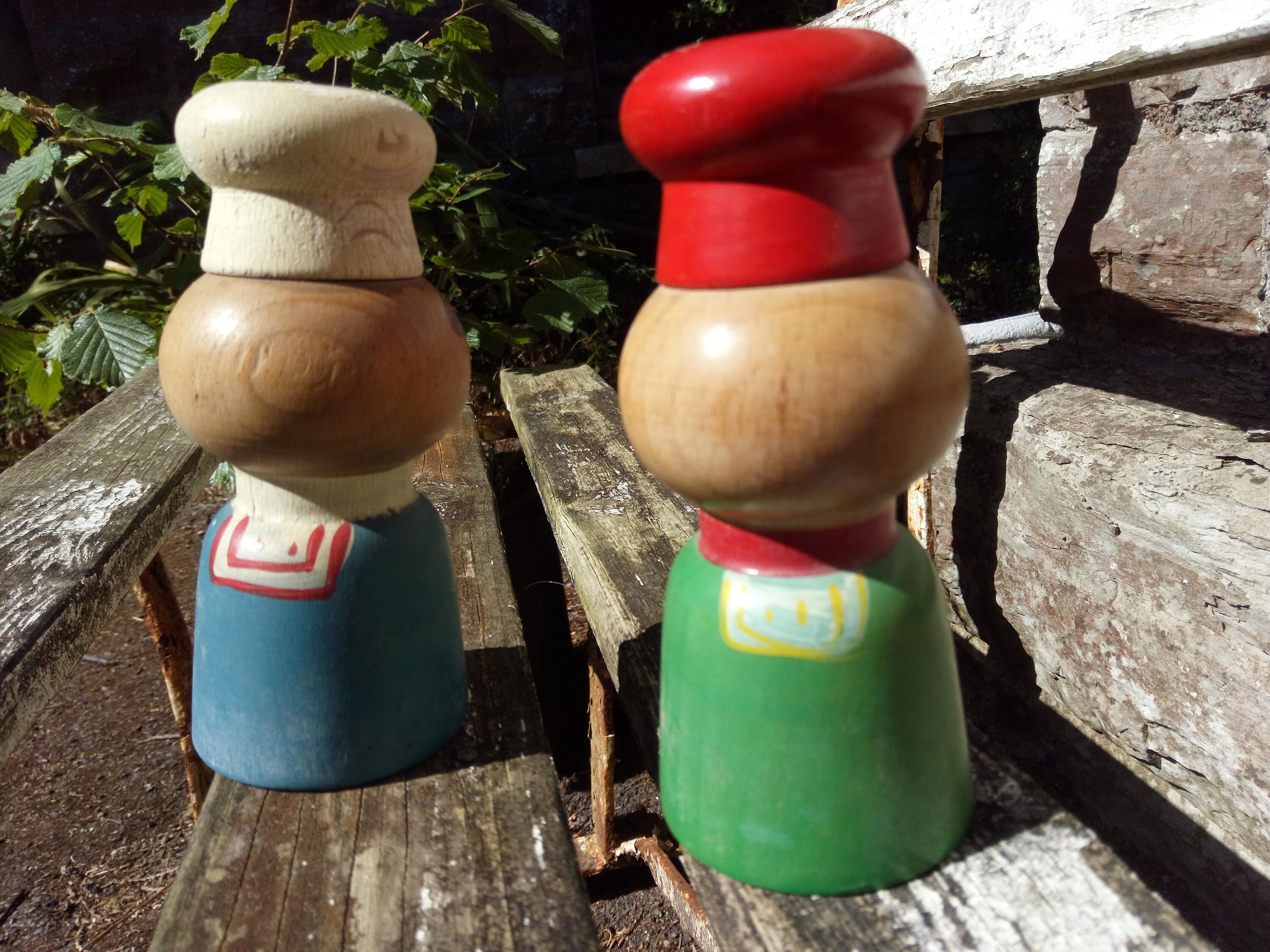 Antique wooden novelty Salt and Pepper pots Etsy