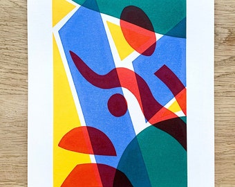 Abstract Layered Shapes A4 Screen Print