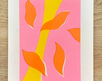 Pink, Yellow & Orange Abstract Pattern A4 Screen Print