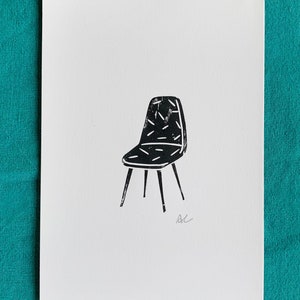 Chaise de style danois A5 Linocut Print image 1