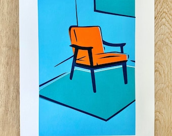 Orange Armchair Screen Print