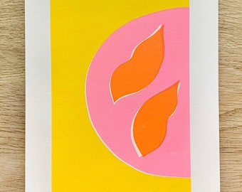 Yellow, Pink & Orange Abstract A4 Screen Print
