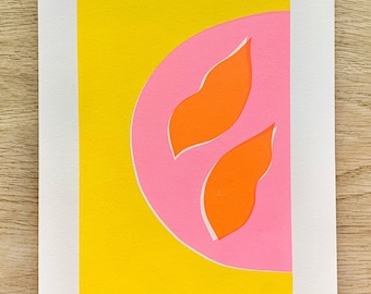 Yellow, Pink & Orange Abstract A4 Screen Print