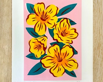 Yellow Geraniums Flowers Screen Print