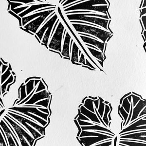 Tropical Leaf Repeat Pattern A4 Linocut Print image 2
