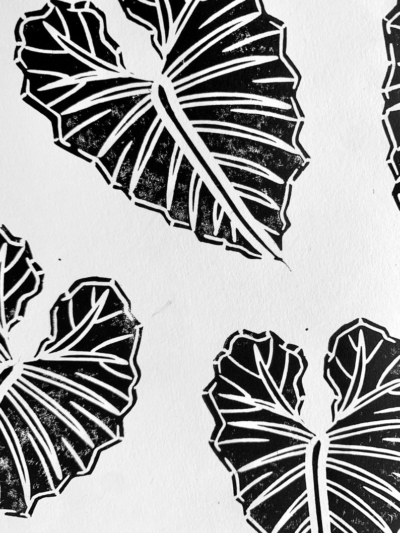 Tropical Leaf Repeat Pattern A4 Linocut Print image 2