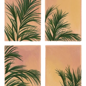 Palm Tree Leaves Illustration A4 Print