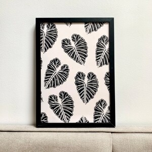 Tropical Leaf Repeat Pattern A4 Linocut Print image 3