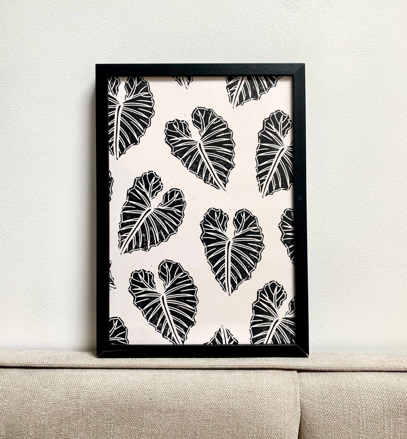 Tropical Leaf Repeat Pattern A4 Linocut Print image 3